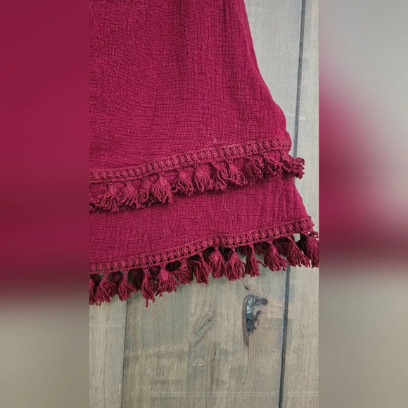 THE INDIGO CHILD Tassel skirt And Cropped Top Set. Maroon/Burgundy. Size small - Picture 7 of 15